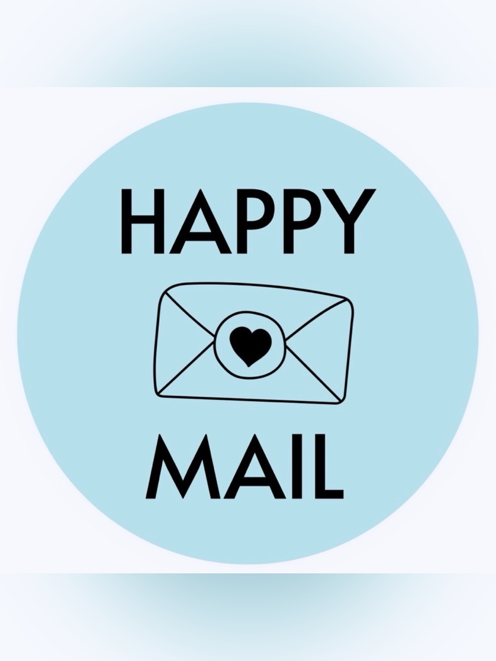 30 STICKERS - 2” ROUND - HAPPY MAIL - BLUE